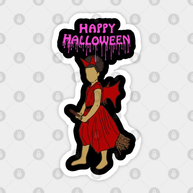 Happy halloween witch on broom pink Sticker by DigillusionStudio